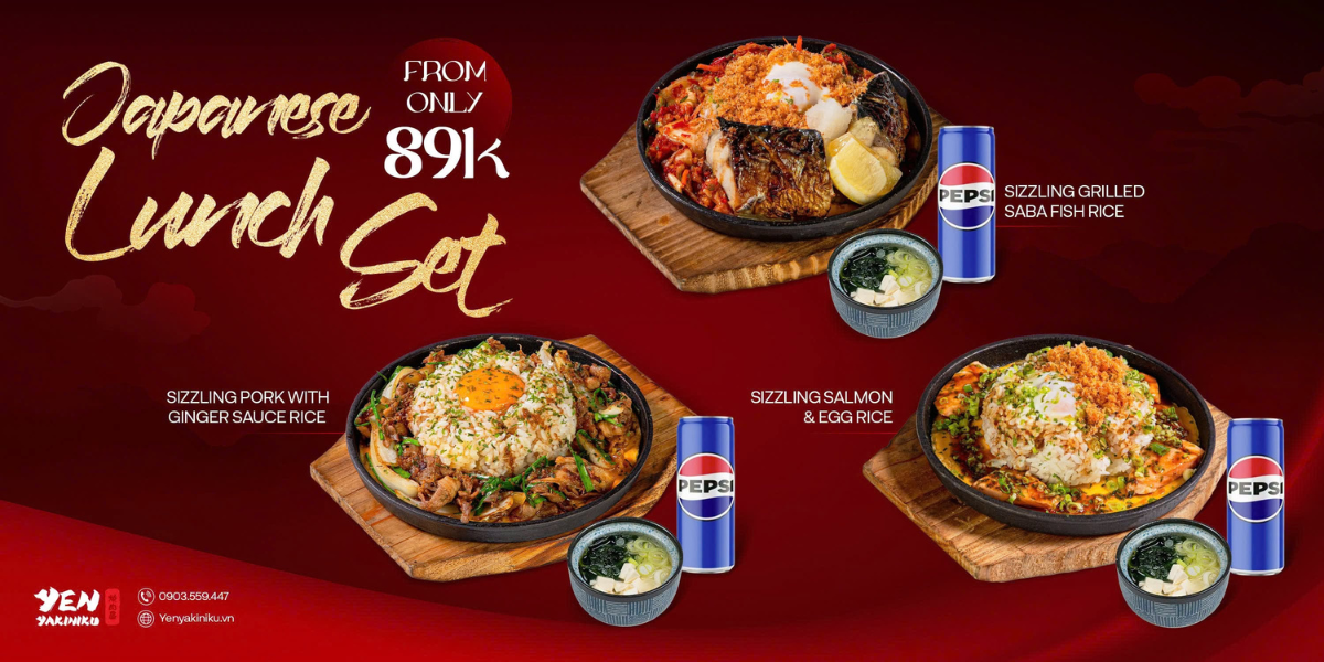 SET CƠM TRƯA NHẬT CHỈ TỪ 89K – TRỌN VẸN BỮA TRƯA VUI VẺ TẠI YEN YAKINIKU